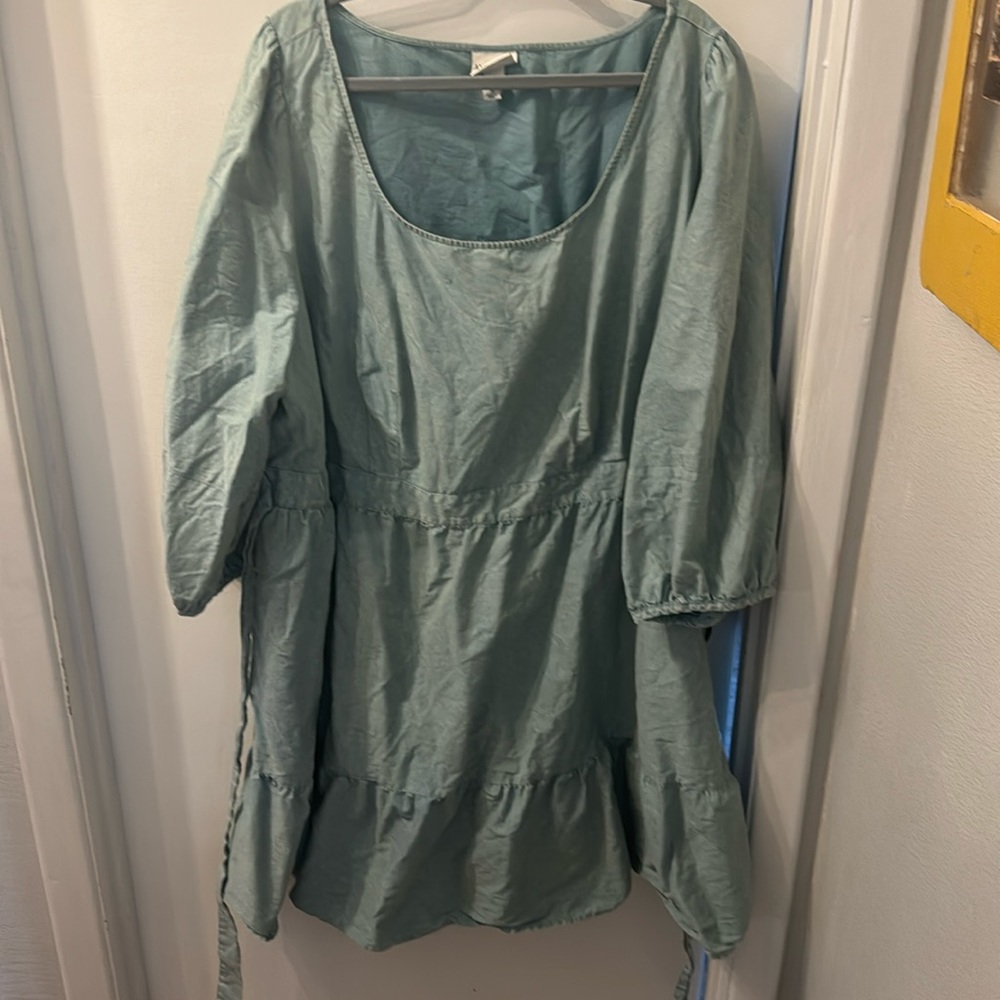 Heather green dress.